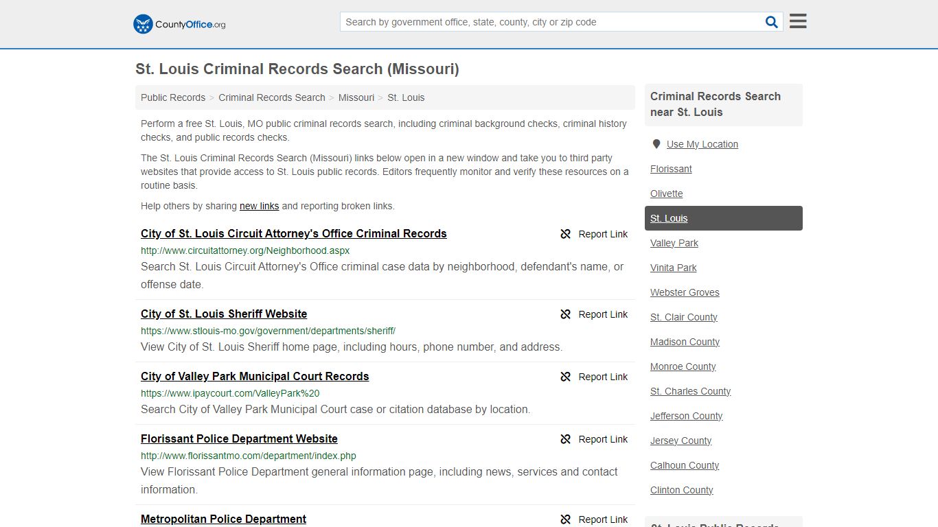 St. Louis Criminal Records Search (Missouri) - County Office